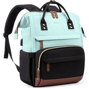 LOVEVOOK Laptop Backpack for Women, 17 Inch Work Business Backpacks Purse With Large Capacity, Waterproof Nurse Bag College Bookbag for School, Waterproof Casual Daypack for Travel (Mint Green-black)