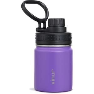 Vinur Mini Water Bottle 8 oz-Stainless Steel Insulated Small Water Bottle for Purse &Handbag-Reusable Metal Leak Proof Flask for Travel, Purple