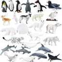 SIENON 26Pack Polar Animal Figures, Mini Plastic Arctic Antarctic Sea Creatures Penguin Polar Bear Walrus Snowy Owl Wolf for Kids Educational Christmas Birthday Cake Topper Gift Easter Egg Decor