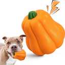 Large Dog Chew Toy with Squeaker, Tough TPR Pumpkin Toy for Strong Chewers (40 lbs+), Textured Dental Ridges, Interactive Indoor & Outdoor Fetch Toy