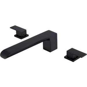 SITGES Minimalist Square-Shaped Bathtub Faucet,2-Handle Widespread Roman Tub Faucet with 11-Inch Spout Reach,High-Flow Deck Mount Bath Faucet Set,Valve Included,Matte Black