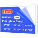 (2 Pack) 24" x 36" Plexiglass Sheets 1mm Thick, Clear Acrylic Sheets Panel Cut to Size Plexiglass Acrylic Board, Cut with Engraver, Power Saw or Hand Tools, No Laser Cut.