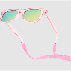Transparent Pink Polarized Baby Sunglasses with Strap 0-24 Months