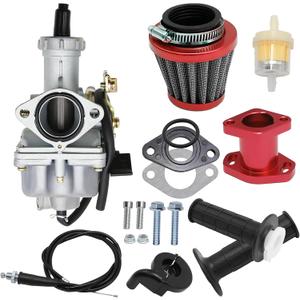 PZ27 Carburetor Kit for Honda XR100 XR100R CRF100F 4 Stroke CG 125CC 150CC 200CC 250CC CNC ATVs, Go Karts and Dirt Bikes w/Intake Manifold 38mm Air Filter Throttle Control Handle (Red)