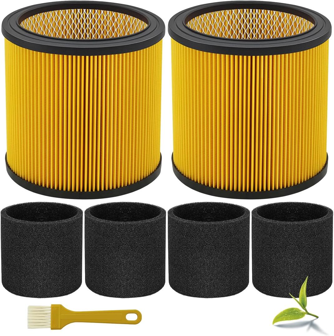 Replacement Filter for Vacmaster 5-20 Gallon/Hart Shop Vacuum 5-17 Gallon, Replaces Hart VCFS 3701 Filter/VCFF Filter, Fits most Shop-Vac/Craftsman Vacuum, with 2x Wet Foam Sleeve