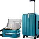 Hanke 24 Inch Checked Luggage Hard Shell Top Opening Aluminum Frame Hardside Medium Suitcase with Spinner Wheels, Durable Rolling Luggage for Men & Women Travel, Caribbean Blue