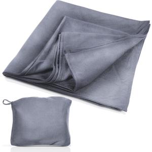 Cloudz Super Soft Jersey Airplane Travel Blanket for Your Flight, Car, Camping, Home or Comforting Warmth Anywhere! Large in Size at 50"x 50" and Includes a Bag! - Heather Grey