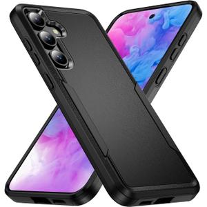 Designed for Samsung Galaxy S24 Case, Black Dual Layer, Heavy Duty Shockproof Tough Rugged Protective Cover for Galaxy S24 5G, Black