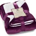 Sherpa Throw Blanket Super Soft Reversible Ultra Luxurious Plush Blanket, 50 x 60 inches, Rich Purple/White