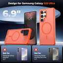 SUPFINE Magnetic for Samsung Galaxy S25 Ultra Case with Screen Protector, (Built-in Magnets) (Military Grade Drop Protection) Slim Translucent Shockproof Phone Case,Orange
