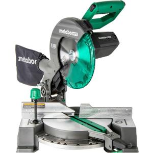 Metabo HPT 10-Inch Single Bevel Compound Miter Saw, 15-Amp Power Saw with Xact Cut Shadow Line, Precision Miter Angles, Single Bevel 0-45, 40T TCT Miter Saw Blade, Lightweight Design, C10FCG2