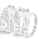 LOFPYE 3Pack [3.3FT+6.6FT+10FT] 60W USB C to USB C Cable, Type C to Type C Cable,Fast Charging Cable for iPhone 17 16 15 Pro Plus Pro Max Air，for Galaxy S25, for iPad, for MacBook and More