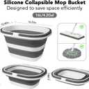 Large Collapsible Mop Bucket, 16L(4.2 Gallon) Plastic Bucket for House Cleaning, Car Washing, Silicone Cleaning Supplier Organizer, Portable Basket with Handle for Laundry Storage, RV Camping, Fishing