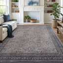 6x9 Area Rugs for Living Room, Bedroom - Machine Washable, Non-Slip Bedside Rug, Large Soft Floor Carpet for Office, Dining Room, Farmhouse and Home Decor, Urban Luxe/Olive Brown