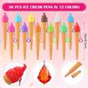 Marspark 36 Sets End of Year Gifts Includes 36 Ice Cream Pens Black Ink, 36 Gift Cards and 36 Mesh Bags for End of Term Summer Birthday Graduation Ice Cream Party Favors for Reward Teacher Supply
