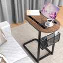 Couch Arm Table, Adjustable Height TV Tray with Storage Baskets, C Table for Sofa, Bedside, TV Watching, Meals, Snacks, Laptop Use