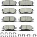D815A D905 8pcs Front Rear Ceramic Brake Pads Sets With Clips Fit For 2003-2005 Nissan 350Z,Infiniti G35,For 2002-2013 Altima,For 2007-2019 Sentra,For 2011-2017 Nissan Juke