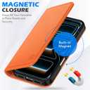 SHIELDON Case Wallet for iPhone 17 Pro 6.3-inch | Genuine Leather, RFID Blocking Credit Card Holder, Magnetic Closure, Folio Design, Kickstand, TPU Soft Full Protective Cover 2025 - Orange