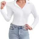 siliteelon Button Down Shirts for Women Stretch Long Sleeve Fitted Business Casual Collar Tops Work Wrinkle Free (S, White)