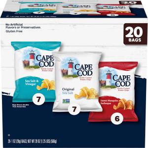 Cape Cod Variety Pack Chips, 20 Count 1 Oz (EXP 06/13/26)
