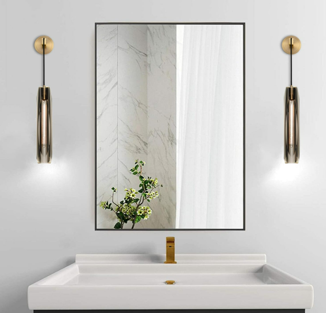 Wall Sconces Sets of 2,Modern Brass Crystal Wall Sconces,Handmade Modern Vanity Wall Sconce with Clear Crystal,Bathroom Living Room Bedroom,Bedside,Hallway, Corridor(2 Bulb Included)