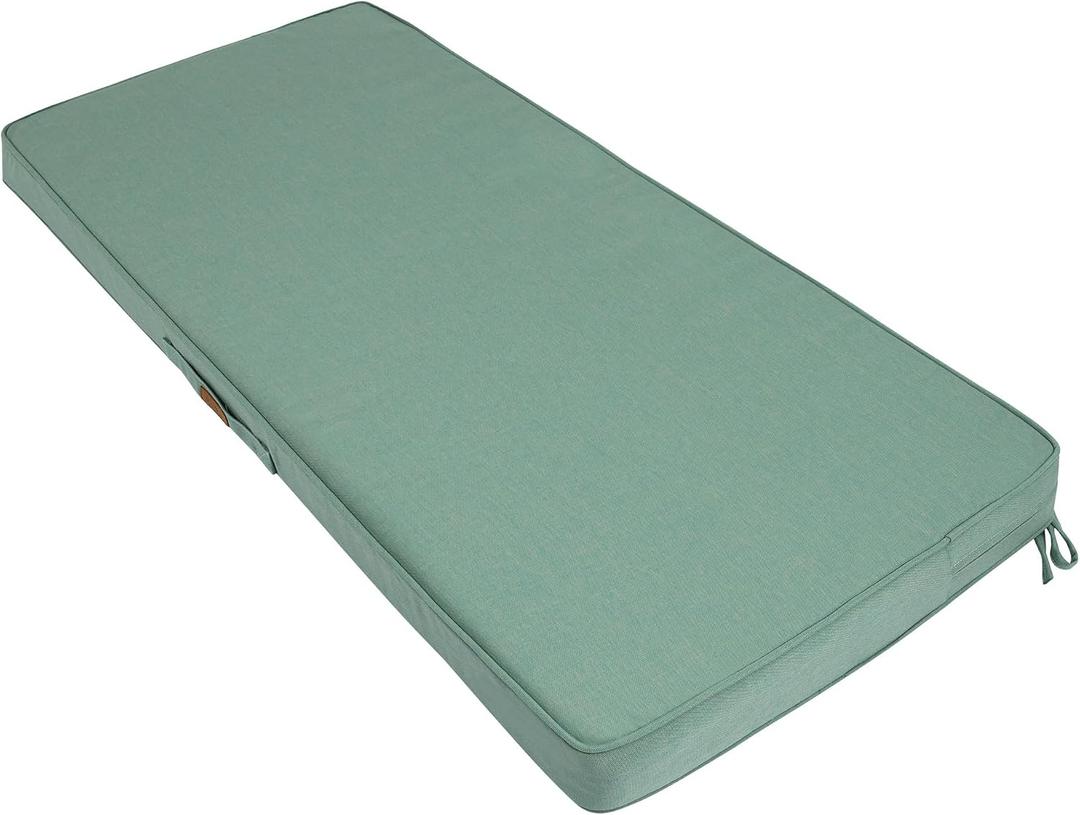FUNHOME Outdoor Bench Cushion 42 x 18 Inch, Water-Resistant Patio Furniture Cushions, Thickened Sponge Filling Garden Sofa Settee Couch Swing Pads with Handle and Adjustable Straps-Aqua Leala