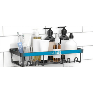 Moforoco Large Shower Caddy Shelf Organizer Rack, Self Adhesive Black Bathroom Shelve Basket, Home Farmhouse Wall Inside Organization and Storage Decor Rv Accessories