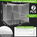 Tranqun 2 Pcs Mosquito Netting for Patio, Ultra Large Mosquito Net L87 x W87 x H71 Inch for Bed with 2 Side Openings 16 Hanging Loops for Camping Home Outdoor Travel Dormitory Decor (White)