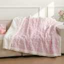 Breling Bow Sherpa Throw Blanket 50"x 60" Coquette Plush Thick Warm Soft Cute Blanket for Bed Sofa Couch Aesthetic Preppy Bedding Stuff Room Decor Gifts for Fall Thanksgiving Christmas (Pink)