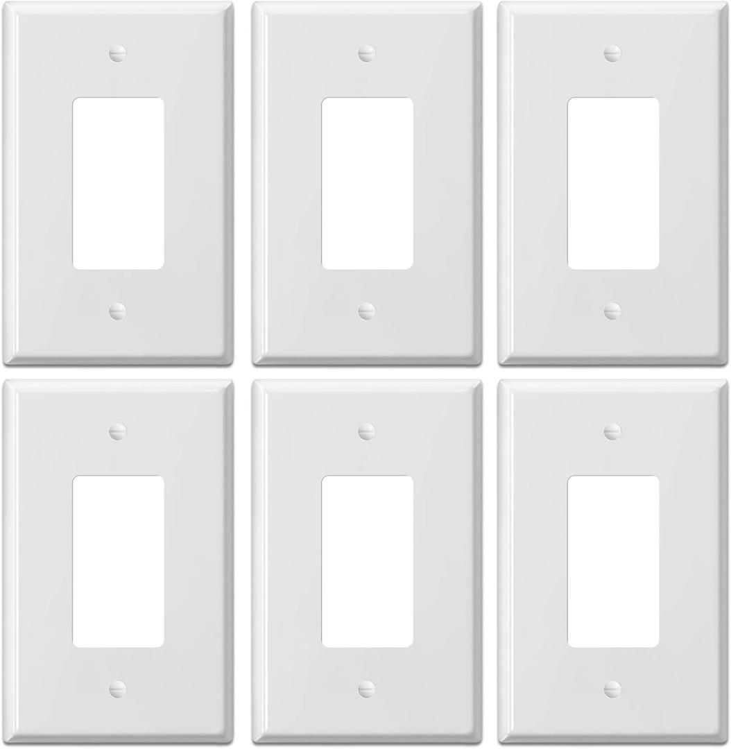 Jumbo Decorator Wall Plate Covers 1-Gang Oversize Outlet Cover Plate 5.5" x 3.5" Impact Resistant for Electric Outlets Light Receptacle Outlets GFCI Switches, White (6 Pack)