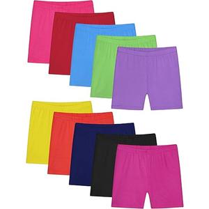 Resinta 10 Pack Girls Bike Shorts Cartwheel Under Dress Dance Shorts for Toddler Girls Kids Multicolor