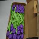 Sggvecsy 30 Pcs Fake Tulips Artificial Flowers Real Touch PU Faux Flowers Tulip Stems for Wedding Spring Bouquet Floral Arrangement Home Party Office Decorations for Mother's Day (Purple)