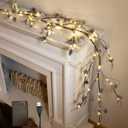 LITBLOOM Lighted Flocked Garland with Pine Cone Battery Operated and USB Plug in, Twig Garland Lights with Timer 6FT 120 LED Lights for Fireplace Mantle Table Christmas Decoration