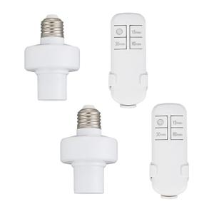 Remote Control Light Socket,Wireless Light Switch Kit with Timer,E26/E27 Bulb Base Holder,No Wiring Wall Mounted Controller Switch for Basement,Garage,Stairwell Light Remote (2 Pack)