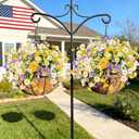 12 Bundles Artificial Daisy Flowers for Outdoors Summer Decor, UV Resistant Fake Cemetery Flowers Faux Plastic Greenery Shrub Plants for Home Gardens Porch Planter Yards Dcor(Mix White Yellow Purple)