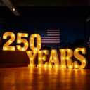 Anniversary 250th Decorations, 250 Years LED Sign Lights Battery Powered, America 4th of July 250 Light Up Home Table Decor Hanging Decorations Indoor Outdoor