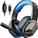 EKSA E1000 Gaming Headset, Computer Headphones with Noise Canceling Mic & RGB Light, 7.1 Surround Sound, Compatible with PC, PS4 PS5 Console, Laptop (Blue)