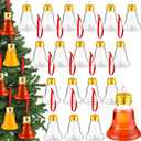 Patelai 18 Pcs Christmas Drink Balls Clear Shot Glass Ornaments Xmas Tree Fillable Ornaments Plastic Xmas Water Bottle Bulbs for Holiday Party Decorations(Bell,50 ml)
