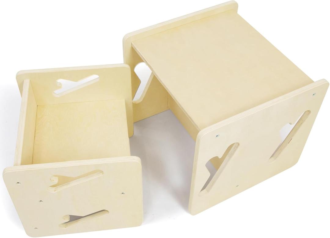 Montessori Weaning Table and Chair Solid Wooded Toddler Table and Chair Set Kids Montessori Furniture, 1 Chair and 1 Table, Yellow