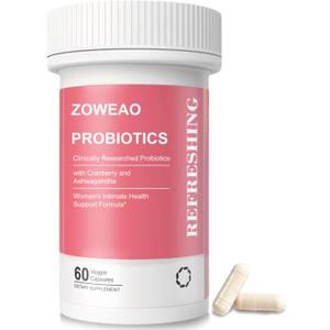 4 x Vaginal Probiotics for Women - Vaginal Moisturizer Supports Vaginal Health, pH Balance, Fights Itch, Odor & Yeast, Enhances Intimate Wellness, 60 Capsules Probiotics, Cranberry, Ashwagandha (Pink)