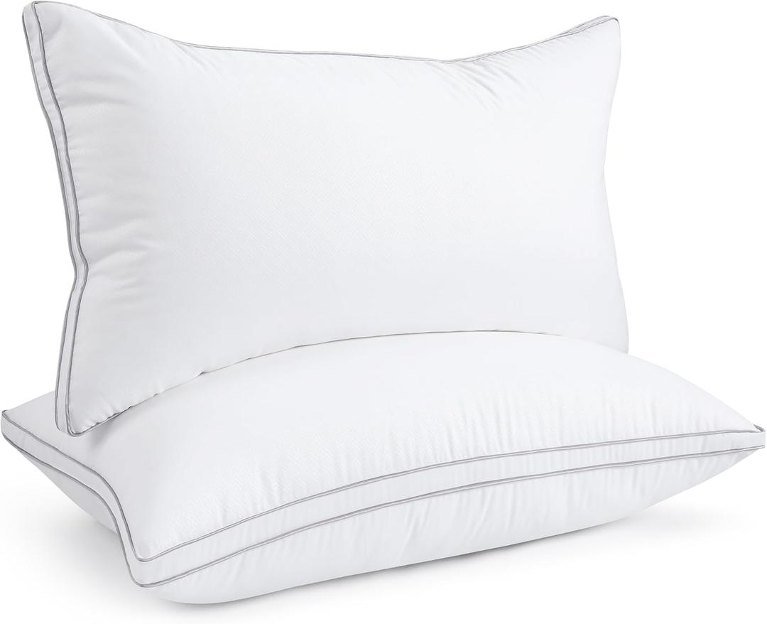 viewstar King Size Pillows Set of 2, Hotel Quality Cooling Down Alternative Gusseted Bed Pillows for Side, Back, or Stomach Sleepers, White, 19" x 33"