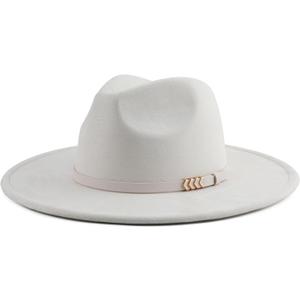 Pro Celia Wide Brim Fedora Hat for Men Women Big Rancher Felt Hat (US, Alpha, One Size, Belt-Ivory)