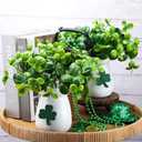 Maxcheck 2 Pack St. Patricks Day Shamrock Vase Large Artificial Clover Plants Live in Pots St. Patricks Plants Vase Gift for Irish Party Tiered Tray Decoration