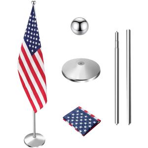 Indoor Flag Pole Kit with Weighted & Thickened Base 6-8FT,Stainless Steel Commercial Indoor Flagpole for Office School City Hall,Heavy Duty Indoor Telescoping Flag Pole,Silver 1 Pack
