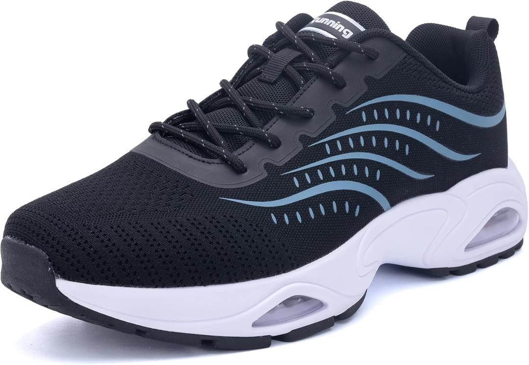 Men's Runnning Shoes Walking Tennis Fashion Sneakers Breathable Comfortable Gym Jogging Sports Athletic Footwear BlackBlue US 12