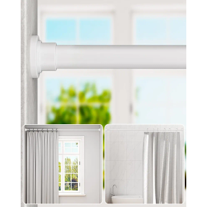 ALLZONE Shower Curtain Rod Tension No Drill, 42-83 Inches, Heavy Duty Tension Curtain Rod, Rustproof Shower Rods for Bathroom, Adjustable Spring Tension Rods for Windows, White