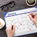 Ospelelf Desk Calendar 2026-2027 Wall Monthly Planner 12"x17" Leather Pad with Protective Cover 18 Months January 2026 - June 2027 Blue