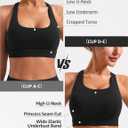 POSHDIVAH Women's Mid-Impact Sports Bra with Removable Padding - Criss Cross Back for Yoga, Running & Gym Workouts (Black, XS)
