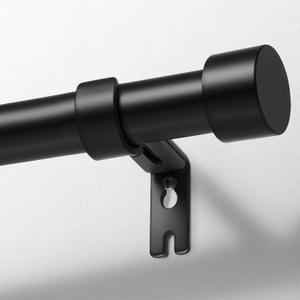 Zeerobee Curtain Rods for Windows Black Curtain Rod, Adjustable 1 Inch Heavy Duty Outdoor/Indoor Modern Drapery Pole, 32"-86"