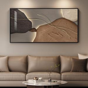 Framed Abstract Horizontal Wall Art for Living Room, Extra Large Brown and Tan Modern Artwork for Walls, Contemporary Elegant Picture Prints Paintings for Bedroom Dining Room Wall Decor, 60x30 Inch